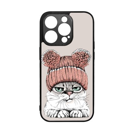 Cuki sapkás cica iPhone 14 Pro tok