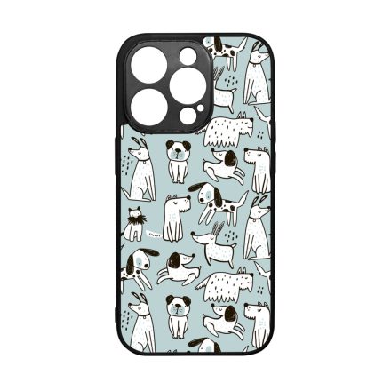 Türkiz aranyos rajzolt kutya mintás iPhone 14 Pro tok