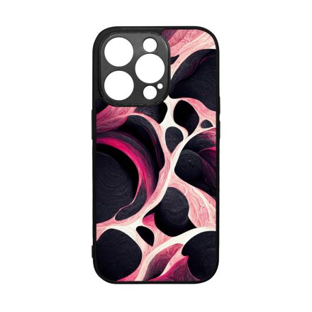 Gyönyörű fekete-fehér és pink márvány mintás iPhone 14 Pro tok