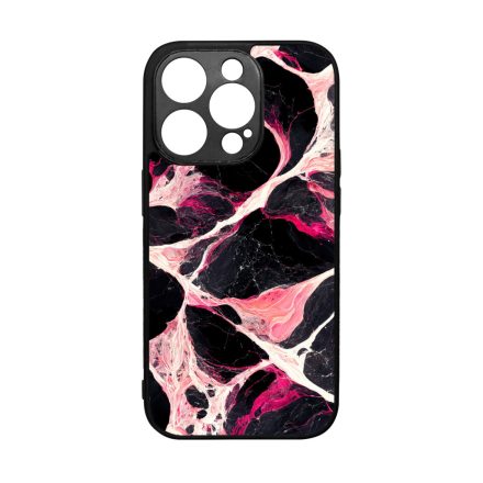 Különleges fekete-fehér és pink márvány mintás iPhone 14 Pro tok