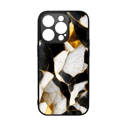 Luxury fekete-fehér és arany márvány mintás iPhone 14 Pro tok