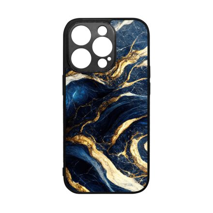 Gyönyörű kék és arany márvány mintás iPhone 14 Pro tok