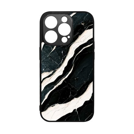 Trendi fekete-fehér márvány mintás iPhone 14 Pro tok
