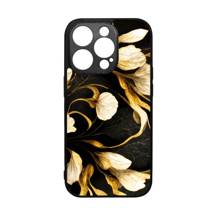 Fekete-arany kála szatén hatású Art iPhone 14 Pro tok