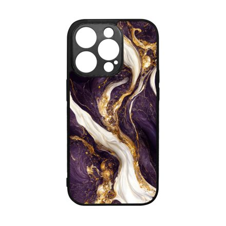 Szépséges lila-fehér és arany márvány mintás  iPhone 14 Pro tok
