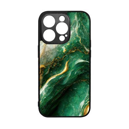 Smaragd zöld és arany márvány mintás  iPhone 14 Pro tok