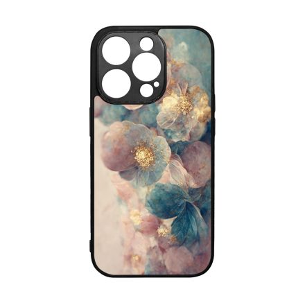Pasztel rózsaszín és kék virágos Art iPhone 14 Pro tok