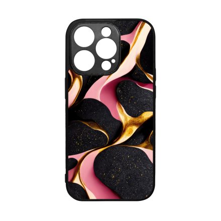 Fekete-Lila és arany mintás Art iPhone 14 Pro tok