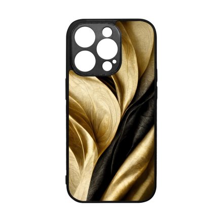 Fekete-arany mintás szatén hatású Art iPhone 14 Pro tok