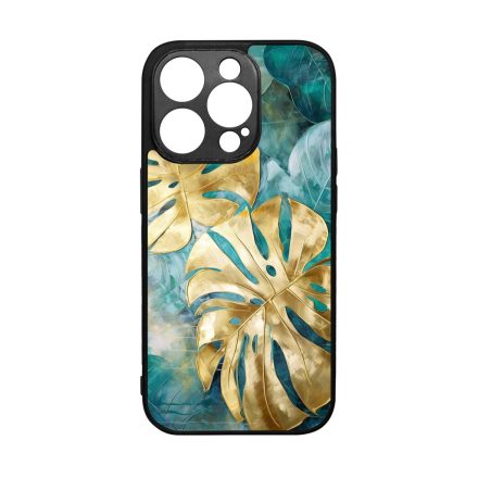 Gyönyörű kék aranyló levelek Art iPhone 14 Pro tok