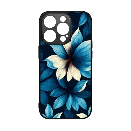 Szépséges kék virágos Art iPhone 14 Pro tok