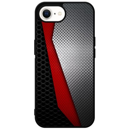 Metál SILVER piros karbon mintás iPhone 16e tok