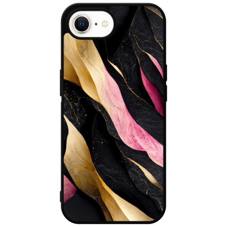 Szépséges fekete-pink és arany márvány mintás iPhone 16e tok