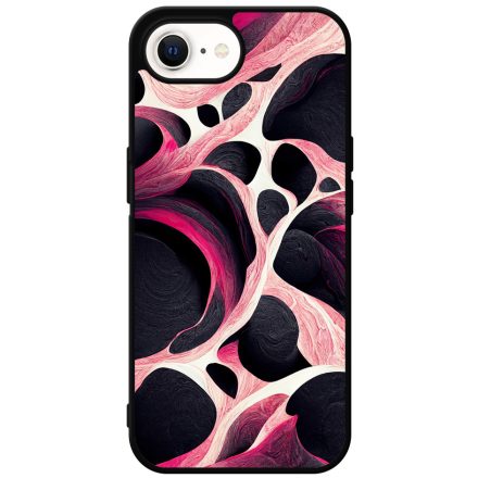 Gyönyörű fekete-fehér és pink márvány mintás iPhone 16e tok
