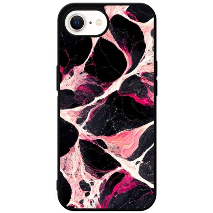 Különleges fekete-fehér és pink márvány mintás iPhone 16e tok
