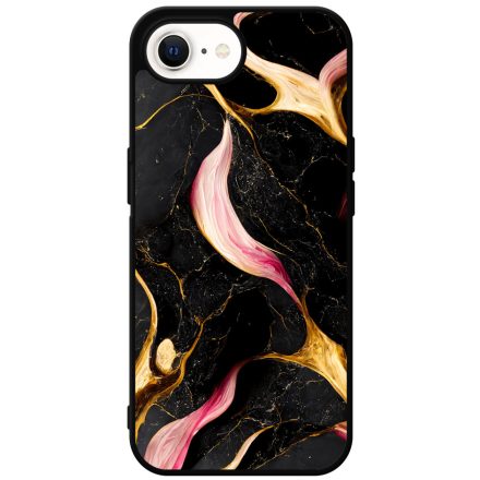 Különleges fekete-pink és arany márvány mintás iPhone 16e tok