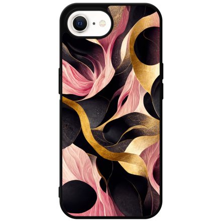 Aranyló fekete-pink márvány mintás iPhone 16e tok