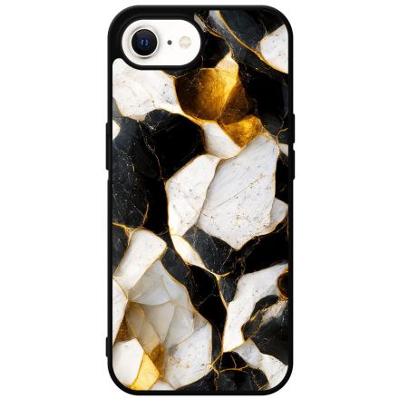 Luxury fekete-fehér és arany márvány mintás iPhone 16e tok