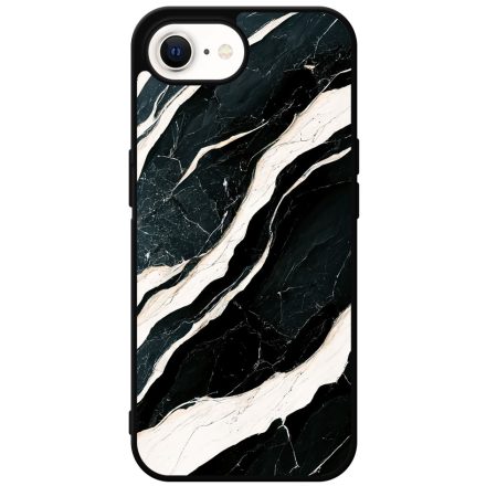 Trendi fekete-fehér márvány mintás iPhone 16e tok