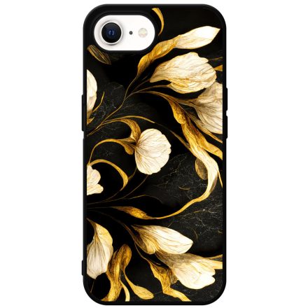 Fekete-arany kála szatén hatású Art iPhone 16e tok