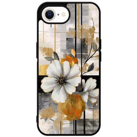 Különleges arany és fehér virágos absztrakt Art iPhone 16e tok