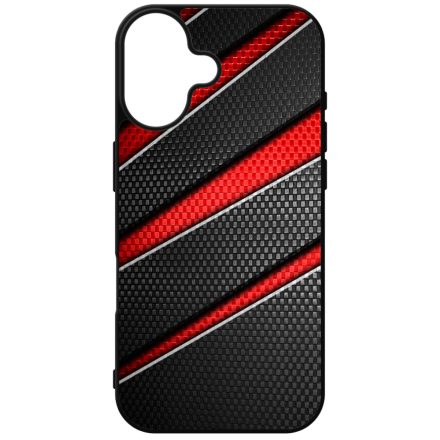 Piros fekete csíkos karbon mintás iPhone szilikon tok