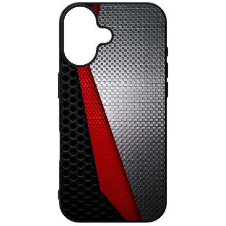 Metál SILVER piros karbon mintás iPhone szilikon tok