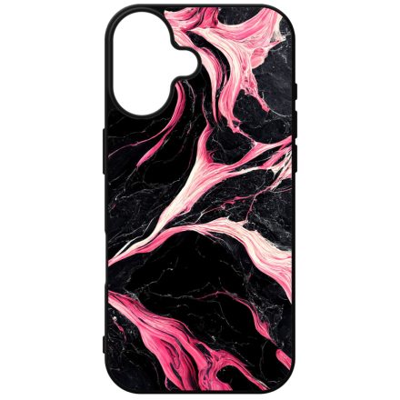 Gyönyörű fekete-pink márvány mintás iPhone szilikon tok
