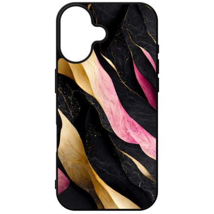Szépséges fekete-pink és arany márvány mintás iPhone szilikon tok