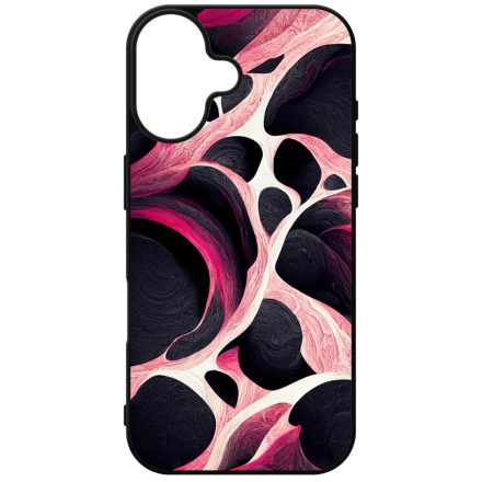 Gyönyörű fekete-fehér és pink márvány mintás iPhone szilikon tok