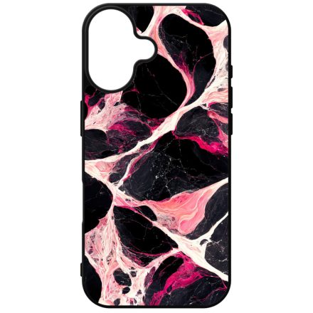 Különleges fekete-fehér és pink márvány mintás iPhone szilikon tok