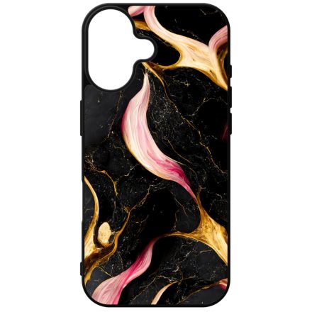 Különleges fekete-pink és arany márvány mintás iPhone szilikon tok