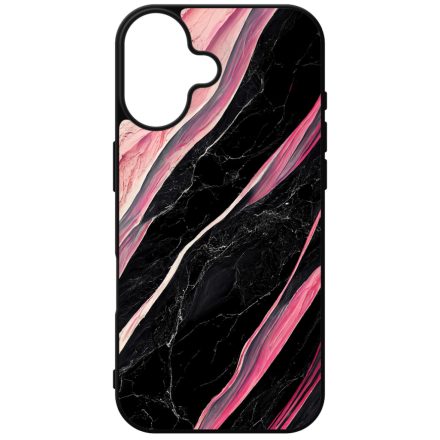 Luxury fekete-pink márvány mintás iPhone szilikon tok