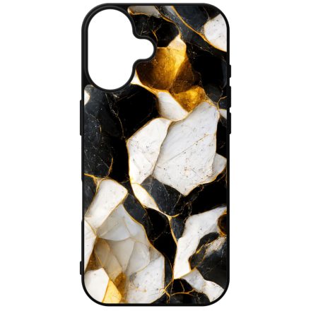 Luxury fekete-fehér és arany márvány mintás iPhone szilikon tok