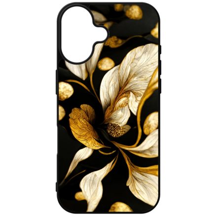 Szépséges fekete-arany virág szatén Art iPhone szilikon tok