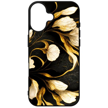 Fekete-arany kála szatén hatású Art iPhone szilikon tok