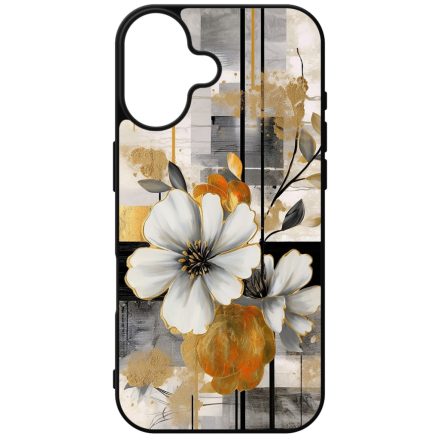 Különleges arany és fehér virágos absztrakt Art iPhone szilikon tok