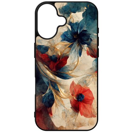 Gyönyörű piros-kék virágos Art iPhone szilikon tok