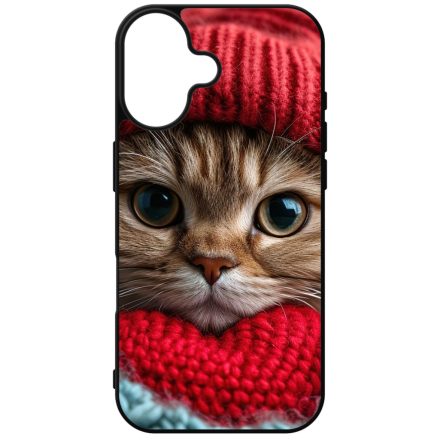 Cuki vörös cica piros sapkában iPhone szilikon tok