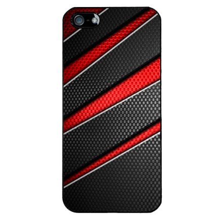 Piros fekete csíkos karbon mintás iPhone 5-5s-SE (2016) tok