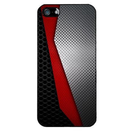 Metál SILVER piros karbon mintás iPhone 5-5s-SE (2016) tok