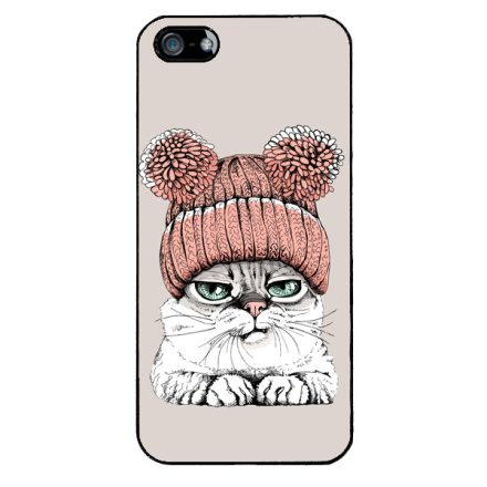 Cuki sapkás cica iPhone 5-5s-SE (2016) tok