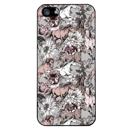 Csodaszép szürke vintage lovas mintás iPhone 5-5s-SE (2016) tok