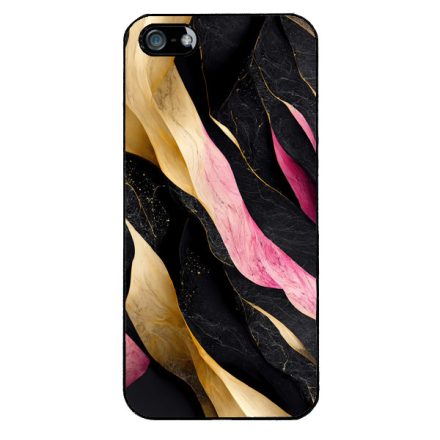 Szépséges fekete-pink és arany márvány mintás iPhone 5-5s-SE (2016) tok