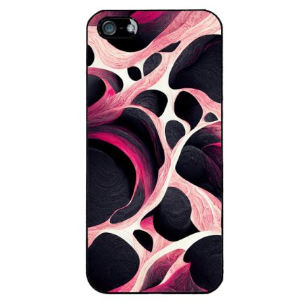 Gyönyörű fekete-fehér és pink márvány mintás iPhone 5-5s-SE (2016) tok