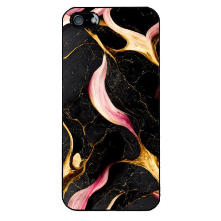 Különleges fekete-pink és arany márvány mintás iPhone 5-5s-SE (2016) tok