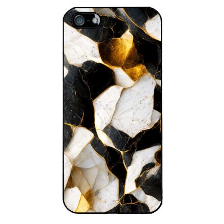 Luxury fekete-fehér és arany márvány mintás iPhone 5-5s-SE (2016) tok