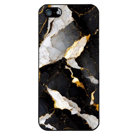 Különleges fekete-fehér és arany márvány mintás iPhone 5-5s-SE (2016) tok