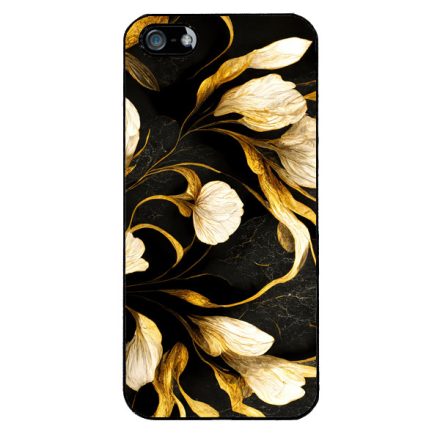 Fekete-arany kála szatén hatású Art iPhone 5-5s-SE (2016) tok
