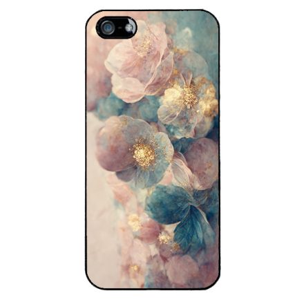 Pasztel rózsaszín és kék virágos Art iPhone 5-5s-SE (2016) tok